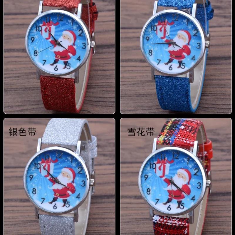 Christmas Snowman Women's Watches Casual Quartz Wristwatches Bright Color Leather Strap Quartz Watches Ladies Watch Reloj Mujer