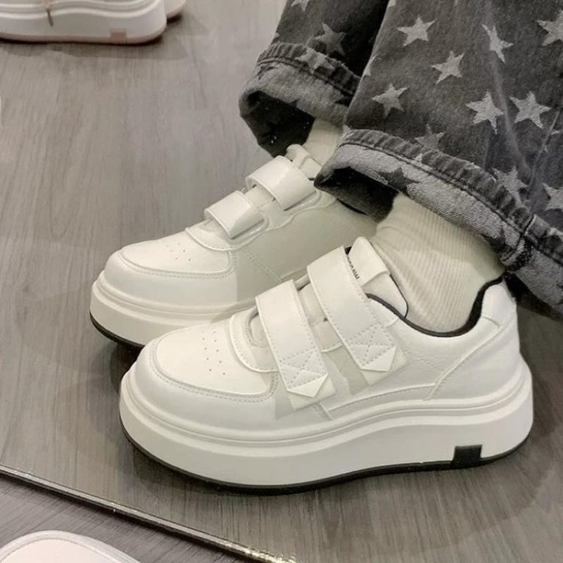 Anise white shoes women's 2025 spring new Velcro women's shoes platform McQueen fashion retro sports board shoes women