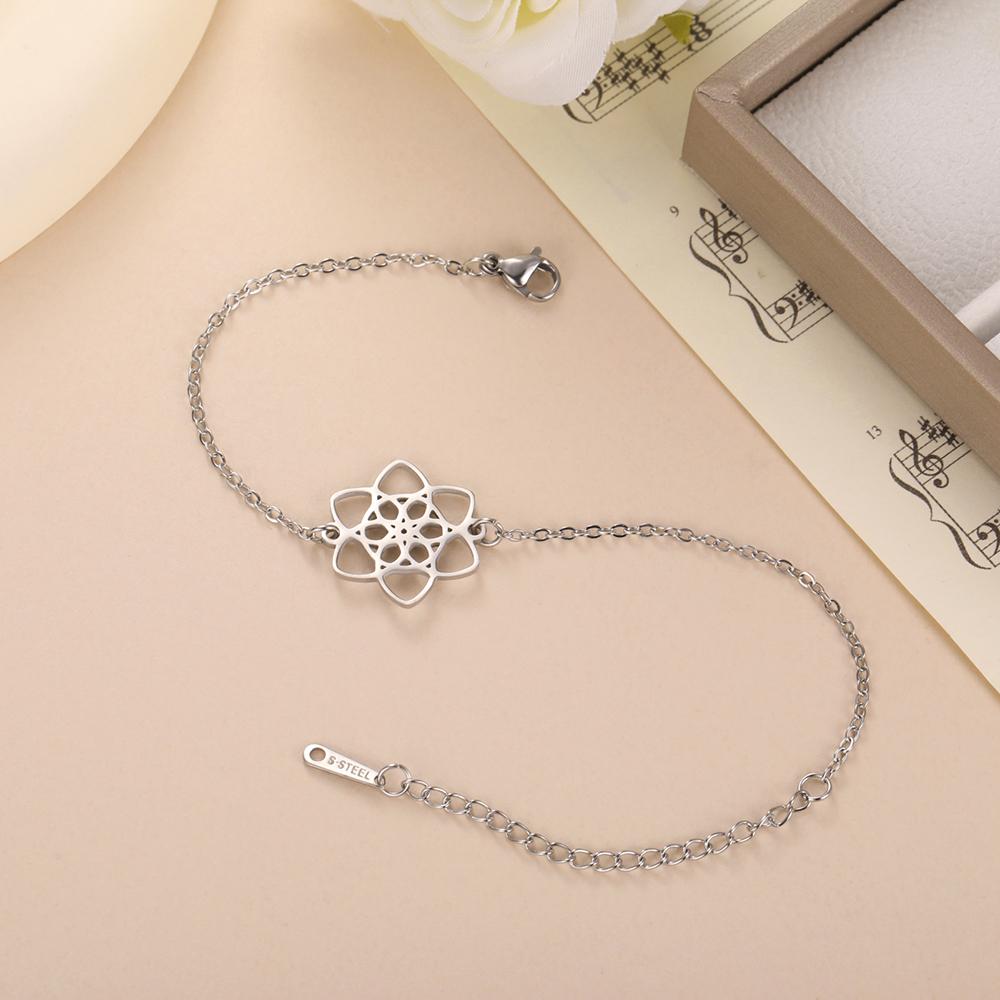 Dawapara Vintage Seed of Life Bracelet Powerful Sacred Geometric Figures Yoga Jewelry Stainless Steel Couple Bracelet