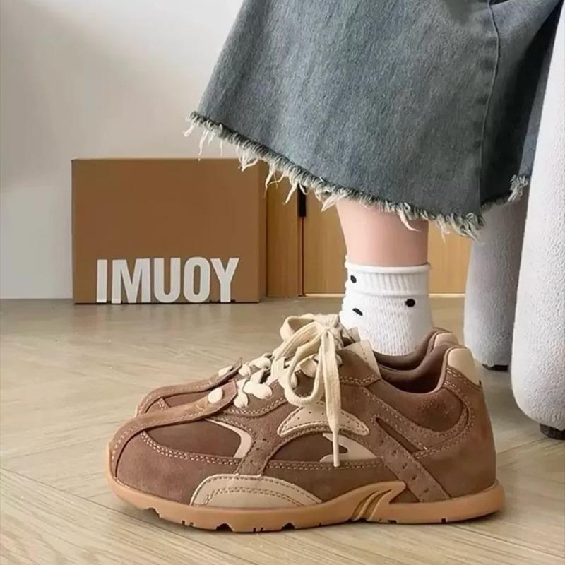 Retro Color Blocked Damen Schuhe 2024 Neu Herbst Flachsohlige Weichsohlige Leichte Sport Laufschuhe Zapatillas Deporte