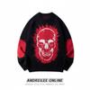 Skull Graphic Knit Sweater Men Women Loose Fit Vintage Pullover Streetwear