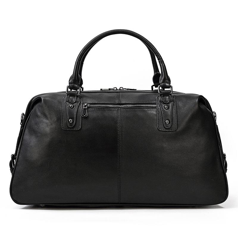 Leather Men'S Travel Bag Large Capacity Black Handbag First Layer Cowhide Shoulder Bag 20 Inch Duffel Bag Fitness Bag