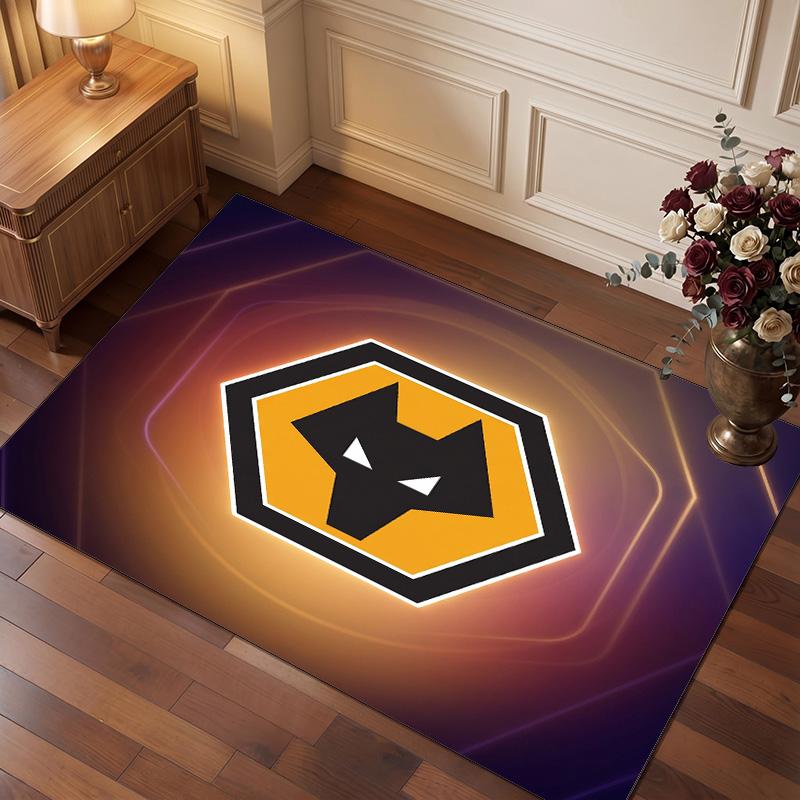 Wolverhampton Wanderers Football Print Crystal Velvet Rug, Comfortable Water Absorbent Non Slip Indoor Floor Carpet