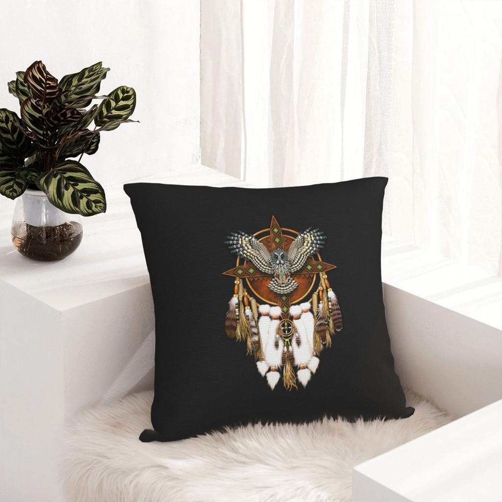 Native Mandala Owl American Square Pillowcase Cushion Cover Pillow Case Throw Pillow Cover for Home Sofa Living Room