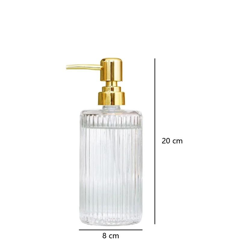 400ml Glass Lotion Bottle Hand Sanitizer Bottle Stripe Pump Head Push Gold Bathroom Body Soap and Soap Liquid Bathroom Storage
