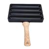 4 Slot Hot Dog Grilling Iron, Fast Heating Aluminum Alloy Grill Pan with Anti-heat Wooden Handle for Cooking Cooking Cooking In