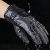 1 Paar Kunstleder-Radhandschuhe Herren Damen Rutschfest Touchscreen Fleecegefütterte Handschuhe Winter Outdoor Kaltes Wetter Winddicht Warm Dick Thermisch