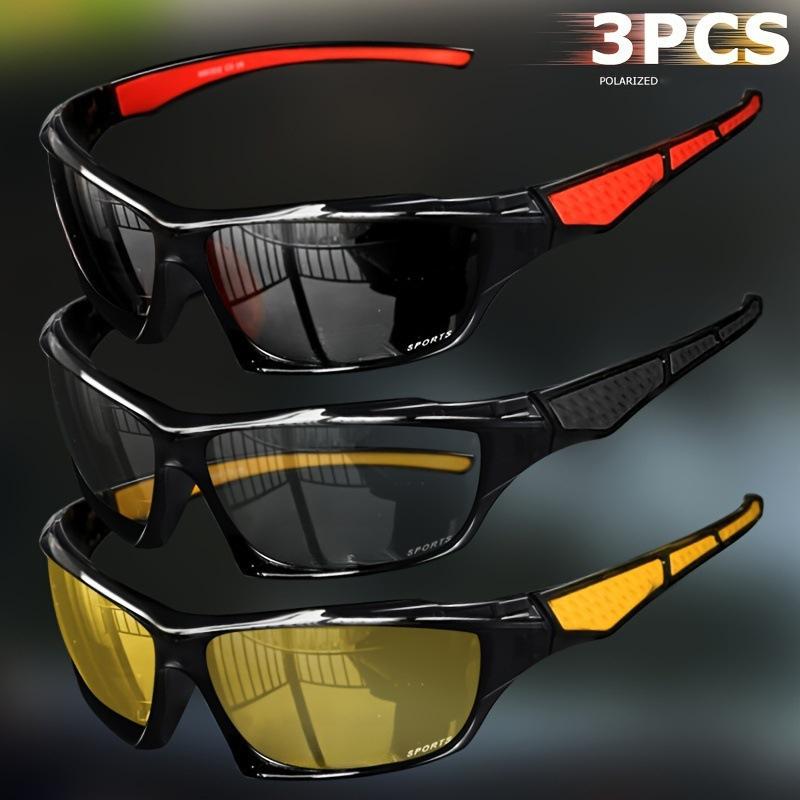 Polarized Outdoor Sports Sunglasses Set Includes Three Pairs Durable Frame and High Definition Lenses for Day and Night Use