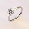 New Classic Diamond Ring for Women Six Claws One Carat Moissanite Micro -Set Gems S925 Silver Rings Lover Couple Anniversary Gift
