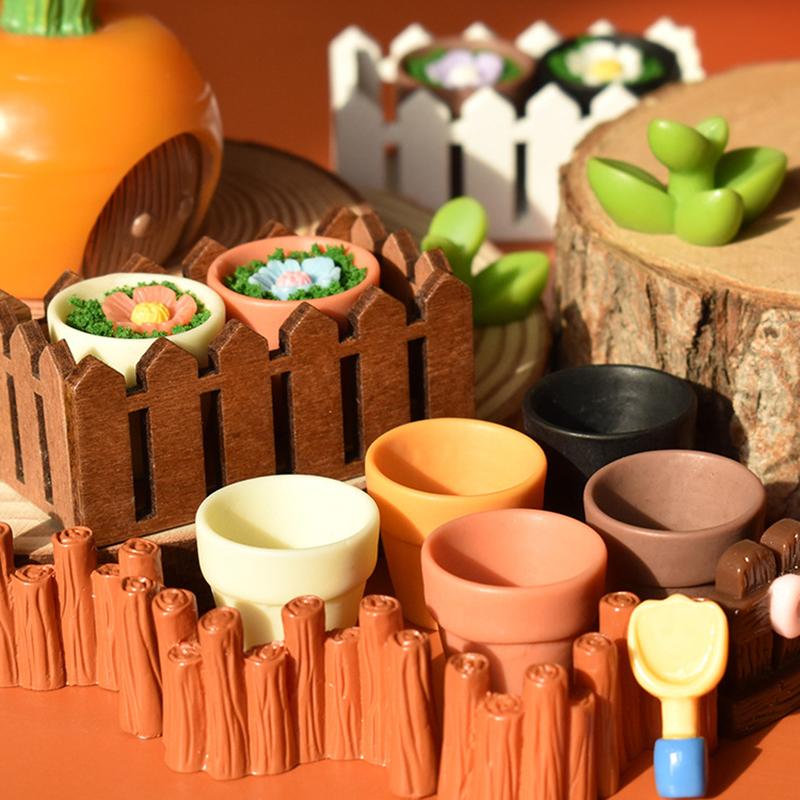 10Pcs Miniature Flower Resin Pots Clay Planter Terracotta Dollhouse Accessories Fairy Garden Pots Mini Planters