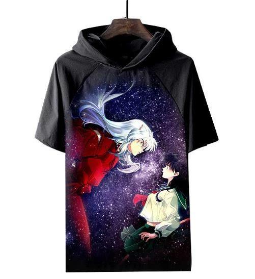 InuYasha anime manga hooded T-shirt shirt muscle shirt polyester Black S