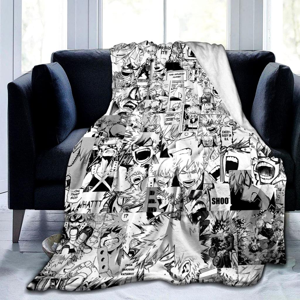 My Hero Academia Anime Characters Super Soft Flannel Throw Blanket 3D-Printed Cartoon Blanket Warm Soft Bedspread Home Decor