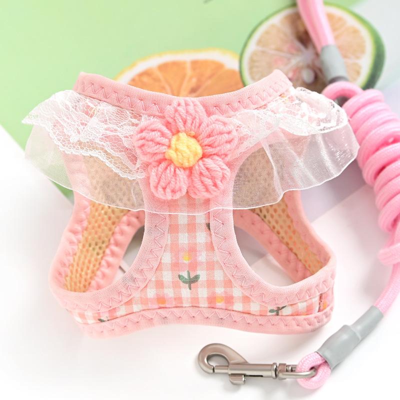Princess style pet cat small dog dog leash vest chest strap anti-break free