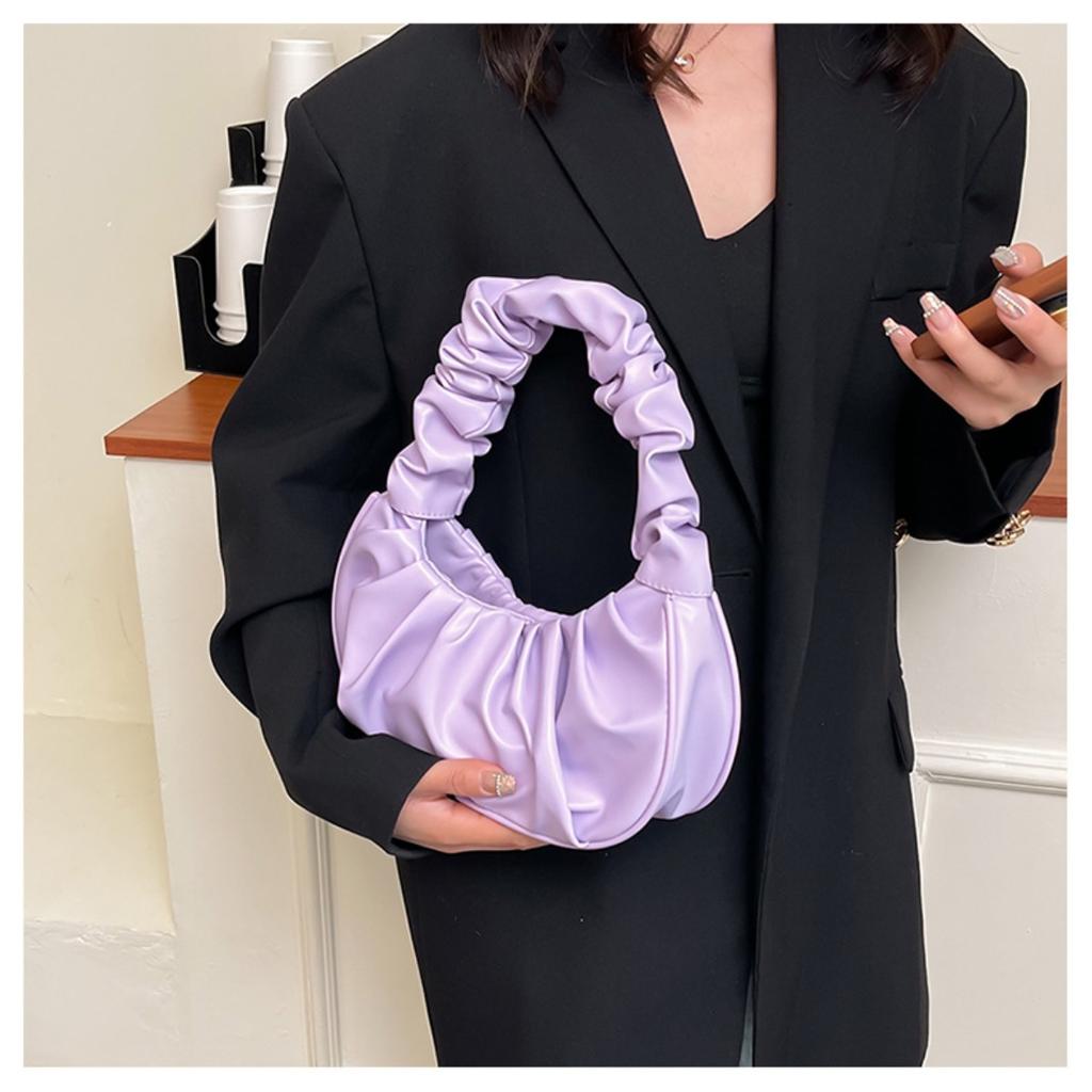 New Korean Style Shoulder Dumpling Bag, French Style Bag, Fashionable Cloud Bag, Pleated Handbag for Women