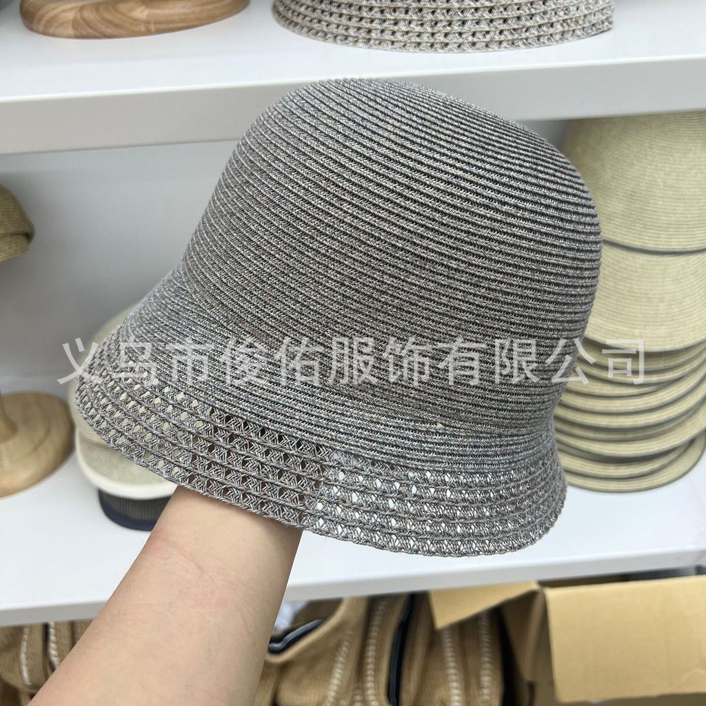 New Striped Hat Top Hollow Small Standard Bucket Hat Spring and Summer Breathable Travel Simple Casual Sunscreen Basin Hat Women