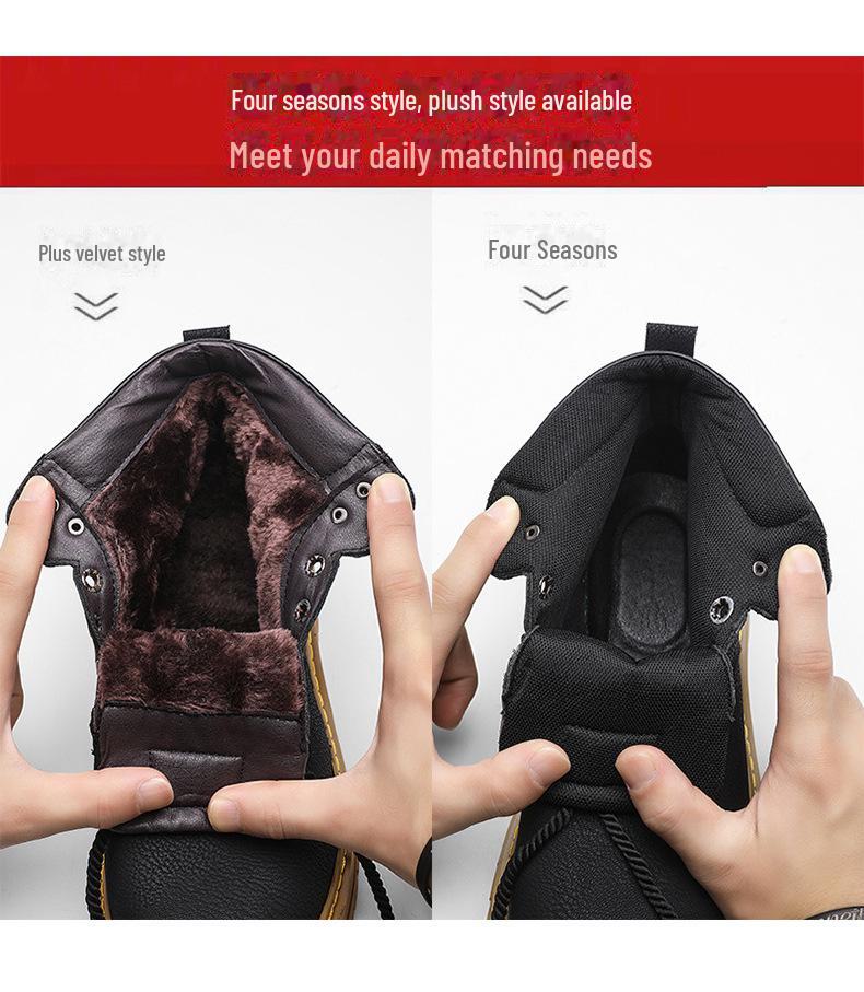 High-Quality Pigskin Martin Boots - Work Shoes, High-Top Cotton Design