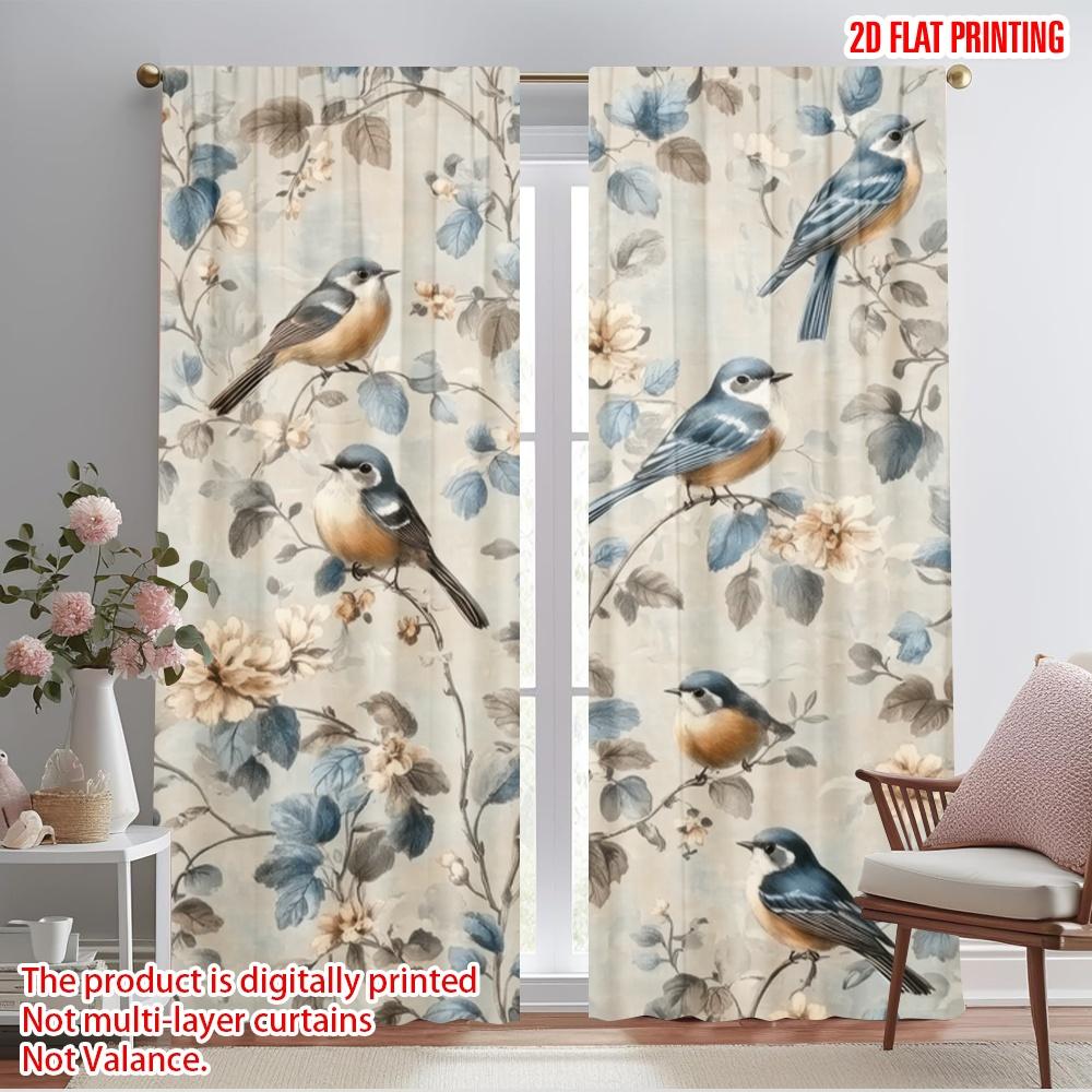 

2 шт., 2D печать на ткани Занавеска Популярный Винтажный Птица Блаженство Полиэстер (без удилища) Все сезоны для гостиной, дома 74.91×259.99 cm 2pcs