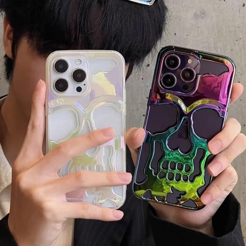 Etui na telefon 3D Skull Ghostface do iPhone'a 14 15 16 ProMax 11 12 13 Pro Max 16 Plus Samsung S24 S23 Ultra Fashion Hollow Heat Dissipation Plating Cover