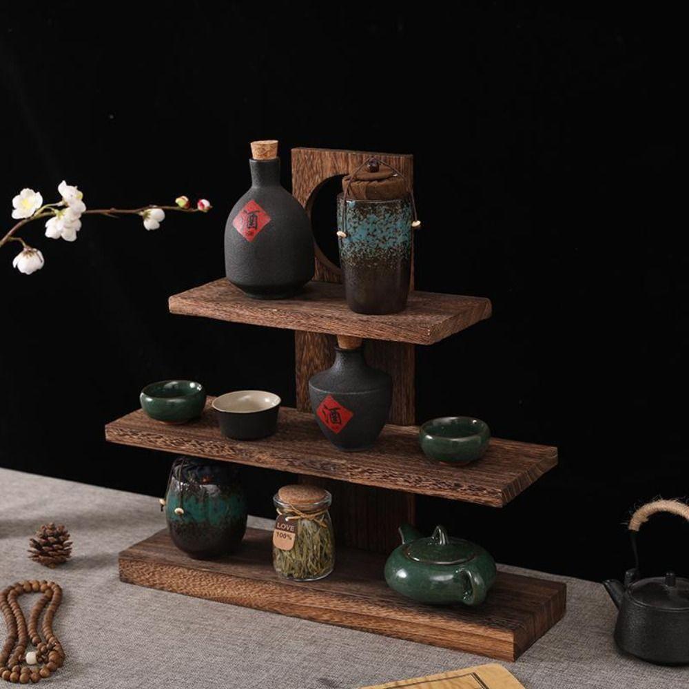Retro Design Chinese Style Storage Holders Solid Wood Antique Stand  Bedroom Organization