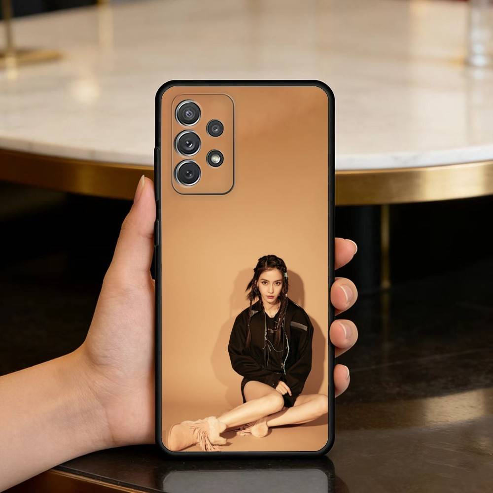 

Actress Angelababy Soft Silicone Black Cover Phone Case For Samsung Galaxy A73,A72,A71,A70,A53,A52,A51 Samsung a32 5g