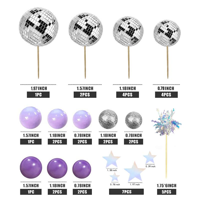 Spiegelkugeln Kuchen Dekorationen Mit Silbernen Sternen Kuchen Topper Für Party Samstag Nacht Zubehör