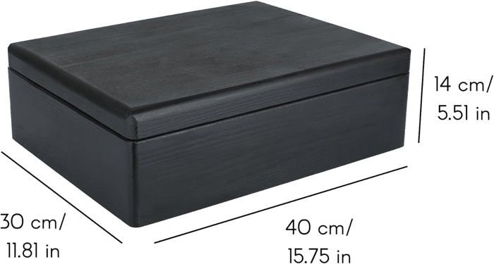 Boite de rangement en bois - Creative Deco - Noir - 40x30x14cm - BRUT et NON PONCÉ - Personnalisable non