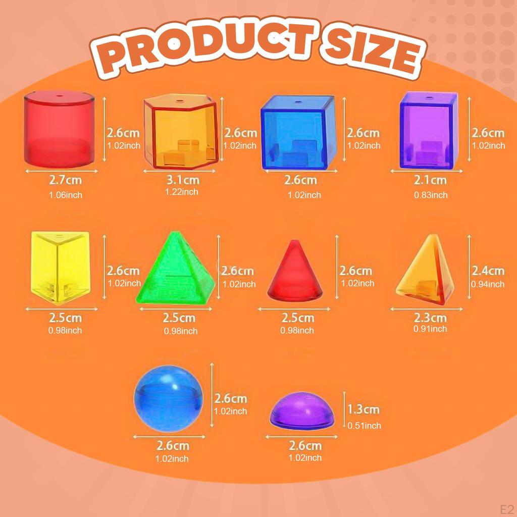 100Pcs Geometric Solids Learning Toys Classroom Manipulatives Translucent Pattern Blocks for 3 Years