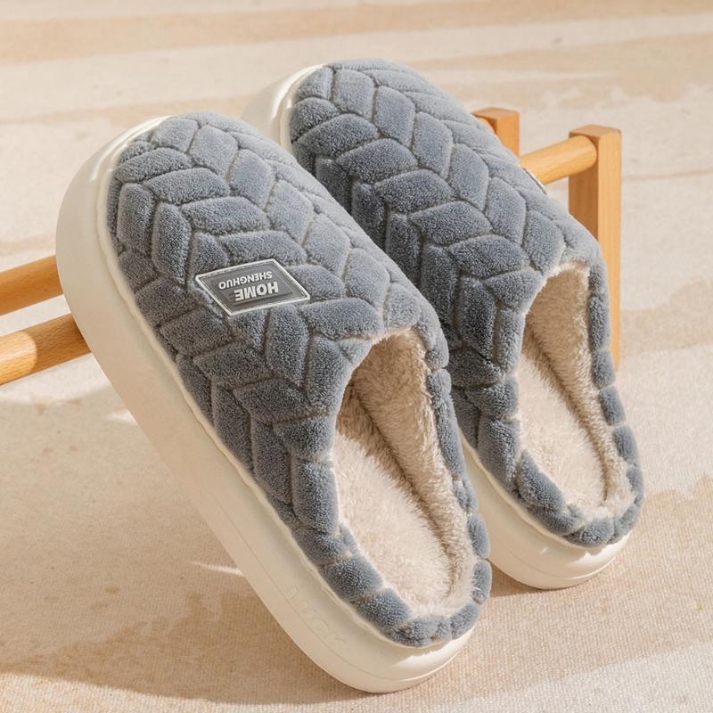 New thickened cotton slippers women's autumn and winter home warm non-slip piled thick bottom couple cotton mop