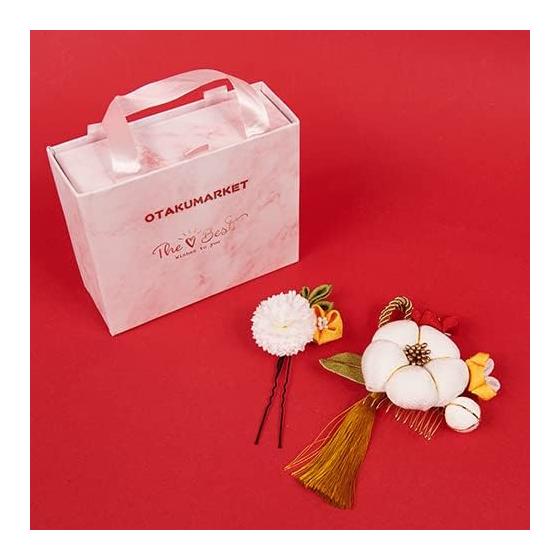 2-Piece Tsumami Zaiku Hair Accessory Set for Coming-of-Age Ceremonies, Furisode Kimonos, Shichi-Go-San, Hakama, Japanese Traditional Wear, Graduation