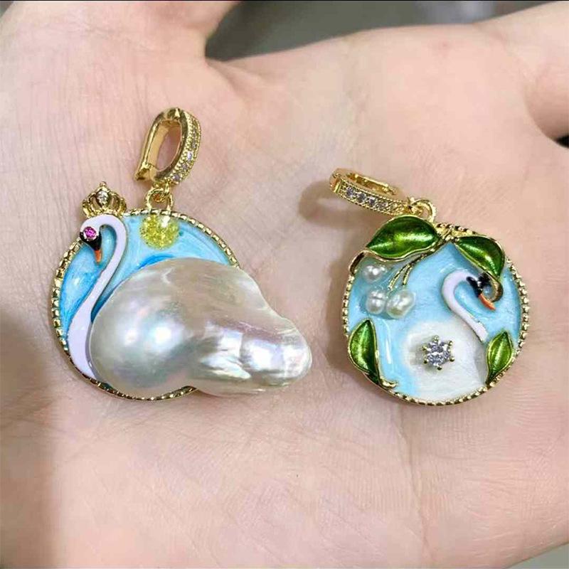 Beliebte Mittelalterliche Ölmalerei Perlenanhänger Halskette – Exquisites Retro DIY Schmuckaccessoire