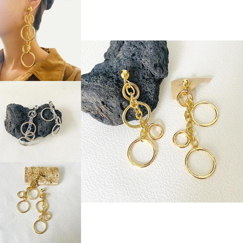Fashionable 2023 Summer Long Geometric Circle Earrings For Women Vintage Alloy Asymmetrical Design