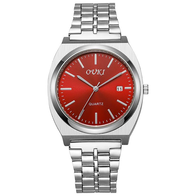Ouki Mens Stainless Steel Watch With Quartz Movement And Calendar For Business Casual Wear