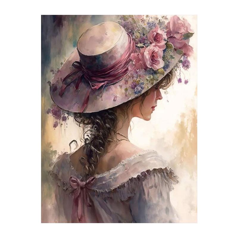 Elegant DIY Girl Paint by Numbers - Frameless Acrylic Decorative Art