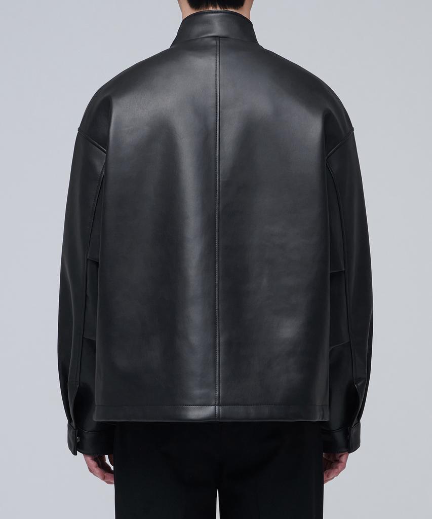 Musinsa Standard Synthetic Leather Oversized Crop Field Jacket [Black]