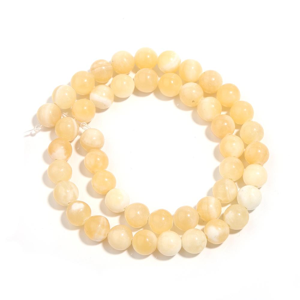 1 Strand Natural Stone Yellow Jade Beads Round Genuine Stone Beading Loose Gemstone for DIY Bracelet Necklace  Jewelry Making