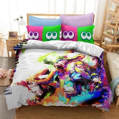 3D Tisk Splatoon Hra Ložní souprava, Povlak na přikrývku Přikrývka Ložní souprava Povlak na peřinu Povlak na polštář, King Queen Twin Size Chlapci Dívky Dospělí