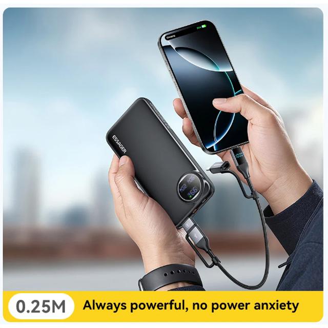 Essager 4 In 1 Digital Display USB Cable Type C 100W PD Fast Charging Wire For iPhone Macbook iPad Xiaomi Type C Lighting Cable