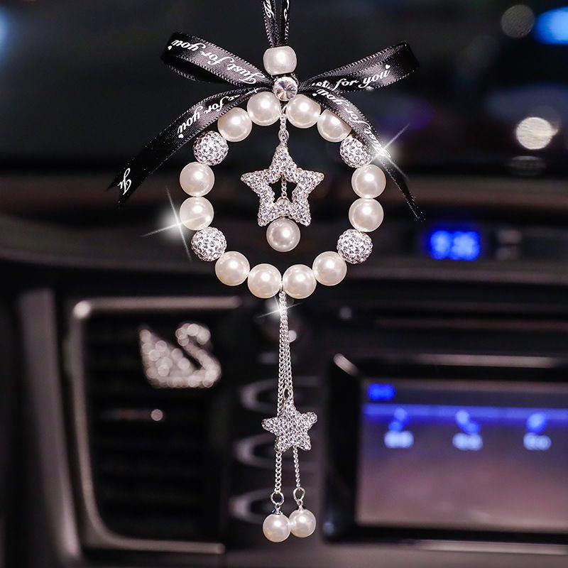 Car Pendant Pearl Pendant Car Rearview Mirror Loading Goddess Inlaid Diamond Pendant Special Supply