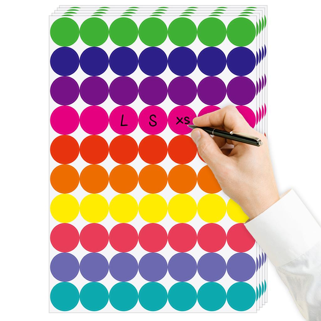 350-700Pcs 10 Colors Colorful Dot Glue Stickers Round Label Paper Round White Circle Round Code Sticker Self-Adhesive Label