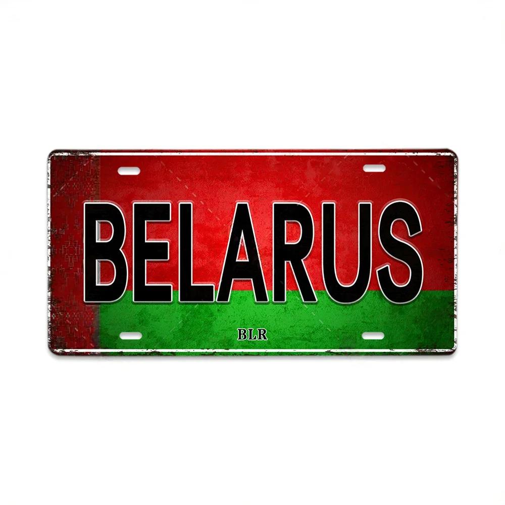 HD Metal Tin Sign World National Flags License Plate Style Vintage Retro Wall Art Decor for Home Bar Garage