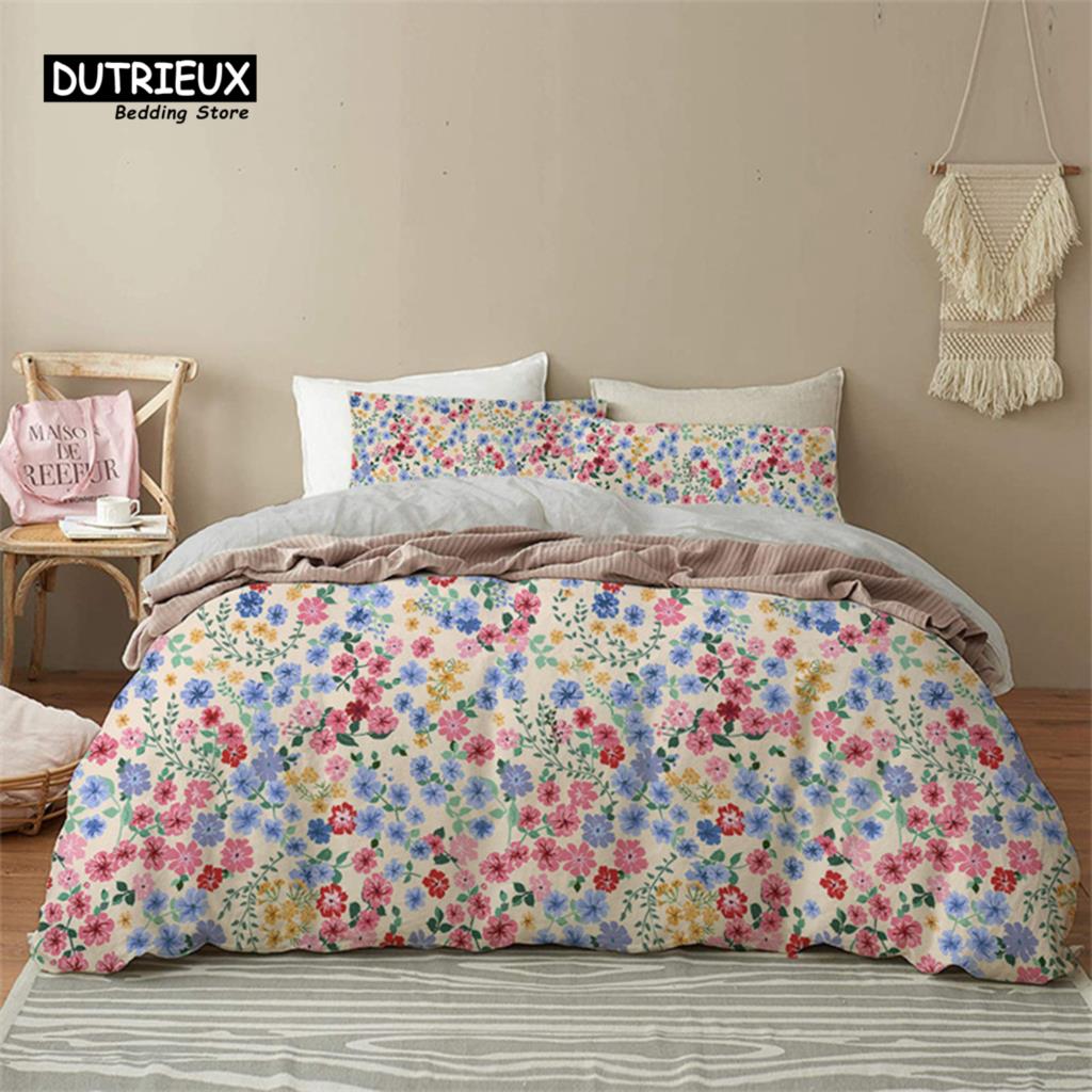 Comforter Green Palm Leaf Floral Bedding Set Tropical Leaves Flowers Animals Microfiber Comforter For Adults Kids Decor