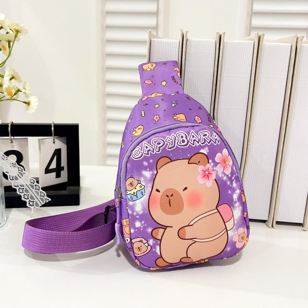 Capybara Preschool Children Nylon Crossbody Bag Animal Pattern Everyday Design
