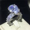 Handmade Water Drop 8ct Lab Diamond Ring 925 Sterling Silver Jewelry Engagement Wedding Band Rings for Women Men Bijou Gift
