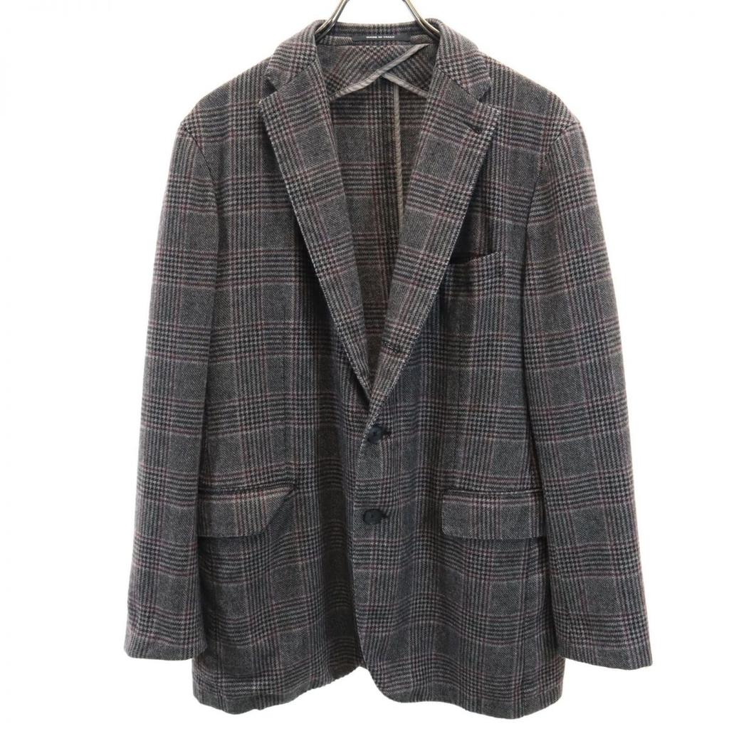 TAGLIATORE made in Italy Check Pattern wool blend tailored jacket 50 Gray Men's Used