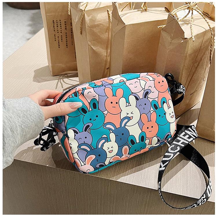 Cartoon Oxford Cloth Crossbody Bag for Women, Cute Print Square Shoulder Purse, Casual Daily Handbag CLE