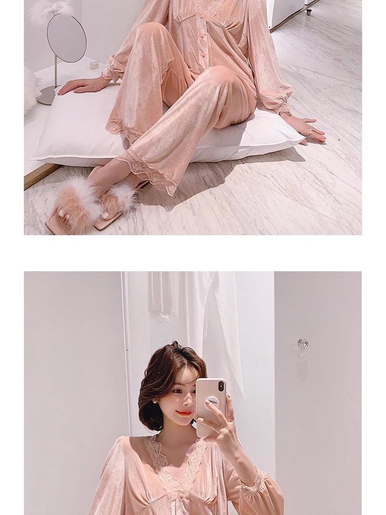 Women's Autumn Korean Style Fashionable Long Sleeve Pajama Set - Versatile High-End Two-Piece for Indoors & Outdoors