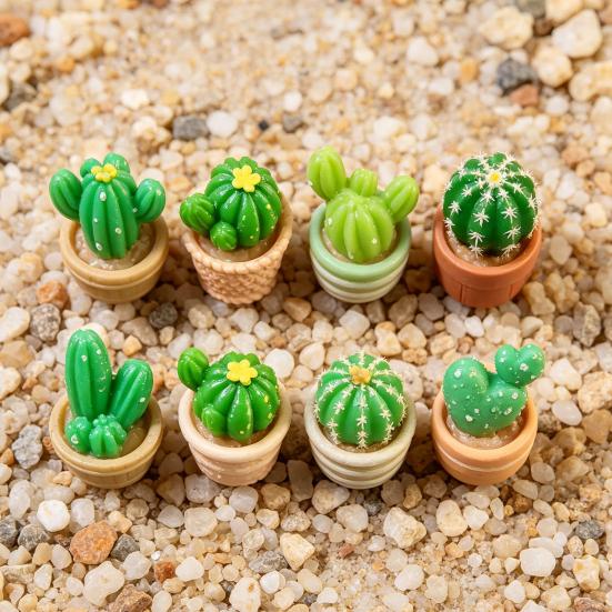 Mini Artificial Cactus Plants in Pot Miniature Potted Green Cactus Figurine for DIY Micro Landscape Fairy Garden Accessories Plant Pots Bonsai Crafts