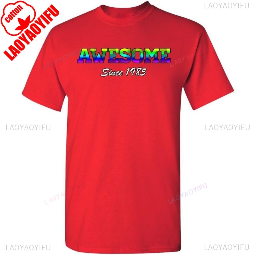 Awesome Since 1985 Colorful Gift Novelty TShirt Men Crewneck Cotton Tee Tops Fashionable Casual Summer Daily Life Short Sleeve
