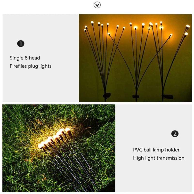 Decorative Solar Garden Light Outdoor Waterproof Firefly- for Path Light for Pathway Yard Patio Landscape Warm White/Col