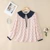 ZANZEA Women Splice Doll Collar Casual Long Sleeve Polka Dot Print Blouse